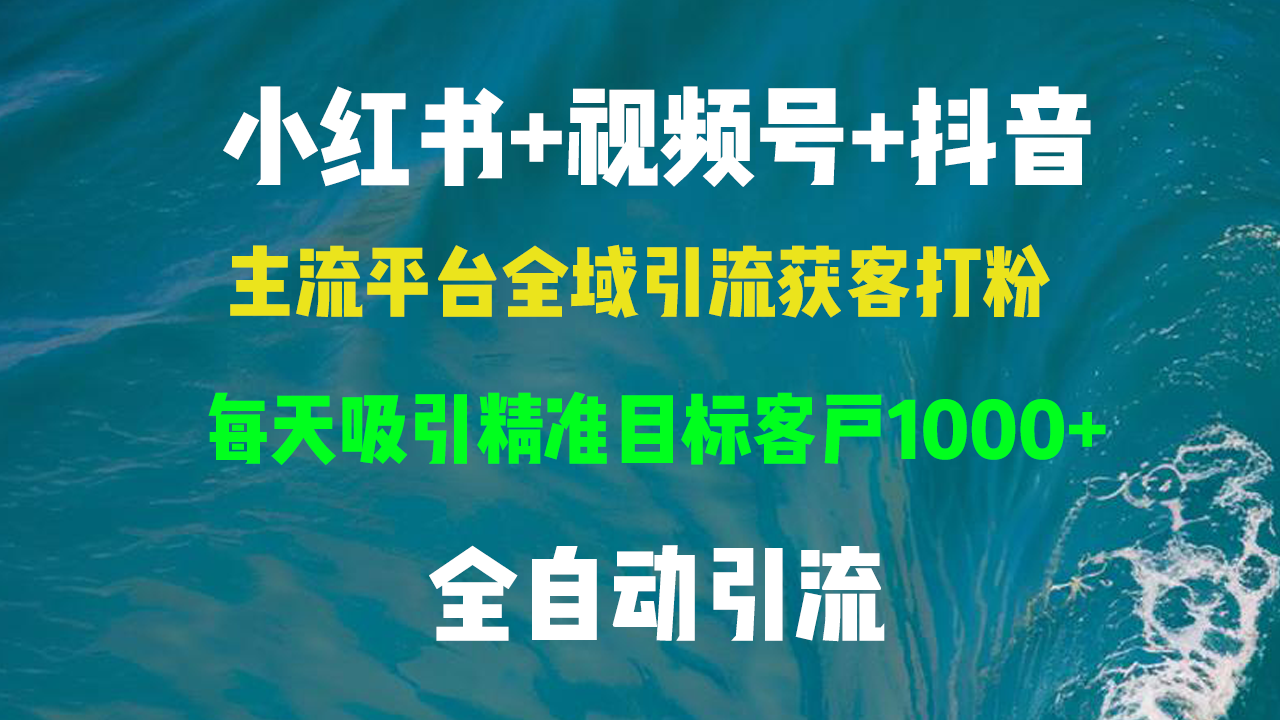 小红书，视频号，抖音主流平台全域引流获客打粉，每天吸引精准目标客户…-九源吧