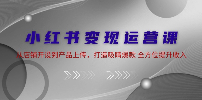 小红书变现运营课：从店铺开设到产品上传，打造吸睛爆款 全方位提升收入-九源吧