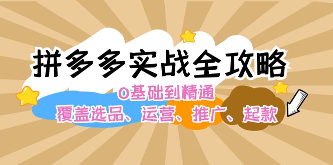 拼多多实战全攻略：0基础到精通，覆盖选品、运营、推广、起款-九源吧
