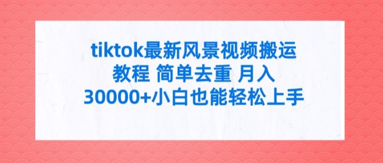 TIKTOK最新风景视频搬运教程 简单去重 月入3W+小白也能轻松上手【揭秘】-九源吧