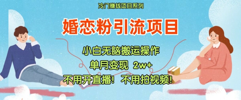小红书婚恋粉引流，不用开直播，不用拍视频，不用做交付【揭秘】-九源吧
