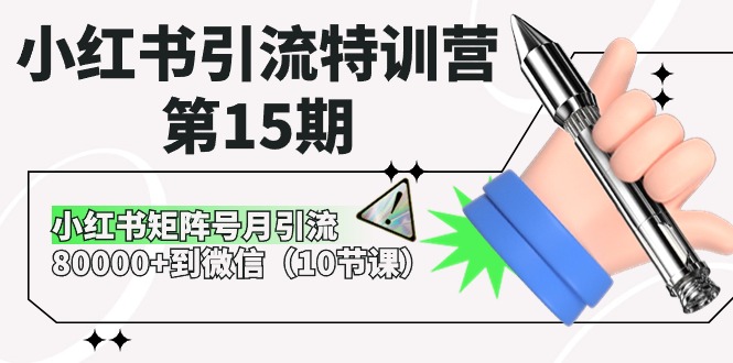 小红书引流特训课程-第15期，小红书矩阵号月引流80000+到微信（10节课）-九源吧
