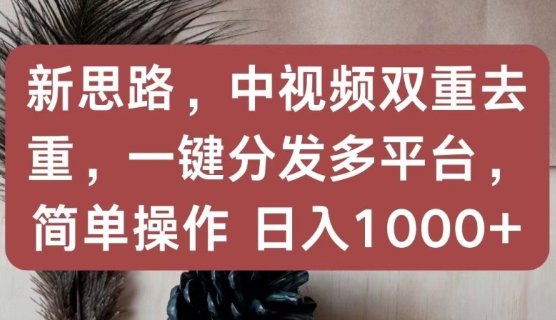 新思路，中视频双重去重，一键分发多平台，简单操作，日入1000+【揭秘】-九源吧