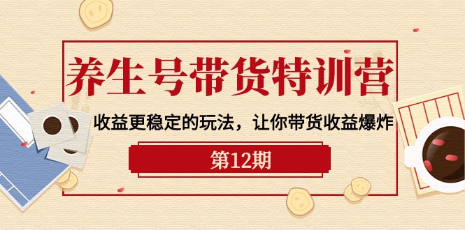 养生号带货特训营【12期】收益更稳定的玩法，让你带货收益爆炸-9节直播课-九源吧