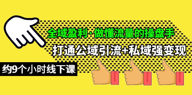 全域盈利·做懂流量的操盘手，打通公域引流+私域强变现，约9个小时线下课-九源吧