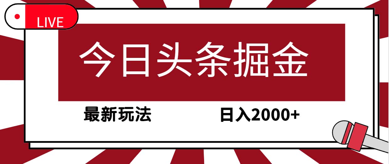 今日头条掘金项目，30秒一篇文章，最新玩法，日入2000+-九源吧