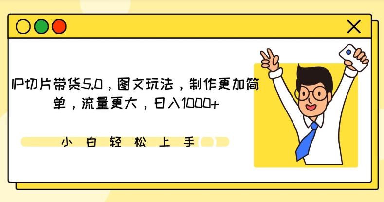 IP切片带货5.0，图文玩法，制作更加简单，流量更大，日入1000+【揭秘】-九源吧