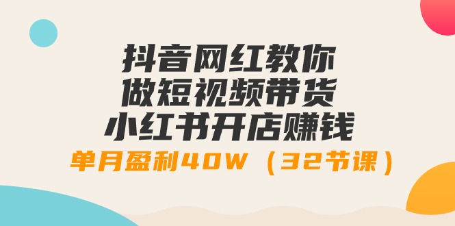 抖音网红教你做短视频带货+小红书开店赚钱，单月盈利40W（32节课）-九源吧