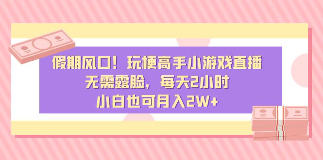 假期风口！玩梗高手小游戏直播，无需露脸，每天2小时，小白也可月入2W+-九源吧