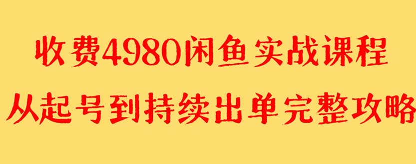 闲鱼无货源实战教程 单号4000+【外面收费4980】-九源吧