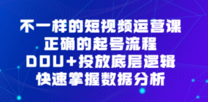 不一样的短视频 运营课，正确的起号流程，DOU+投放底层逻辑，快速掌握数…-九源吧