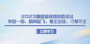 2023爆款短视频致胜招法，学会一招，瞬间起飞，卷王出征，寸草不生-九源吧