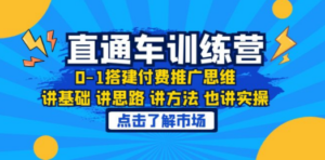 淘系直通车训练课，0-1搭建付费推广思维，讲基础 讲思路 讲方法 也讲实操-九源吧