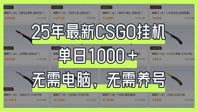 25年最新CSGO挂机系统，单日1000+，无需电脑，无需养号，0基础可上手-九源吧