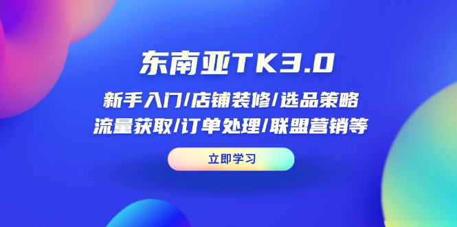 东南亚TK3.0：新手入门/店铺装修/选品策略/流量获取/订单处理/联盟营销等-九源吧