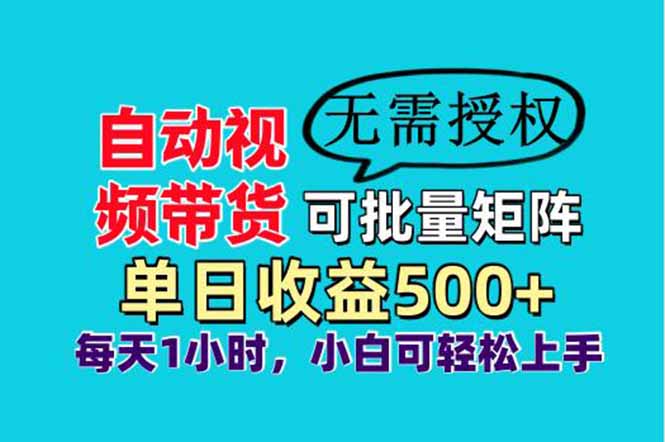 自动视频带货，可批量矩阵，单日收益500+、轻松实现睡后收益，小白可…-九源吧