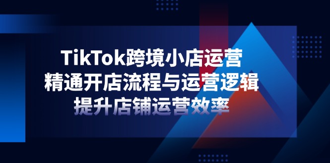 TikTok跨境小店运营，精通开店流程与运营逻辑，提升店铺运营效率-九源吧