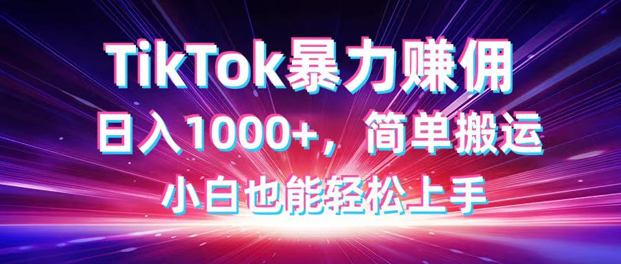 TikTok搬运暴力赚佣，日入1000+，简单搬运，小白也能轻松上手-九源吧