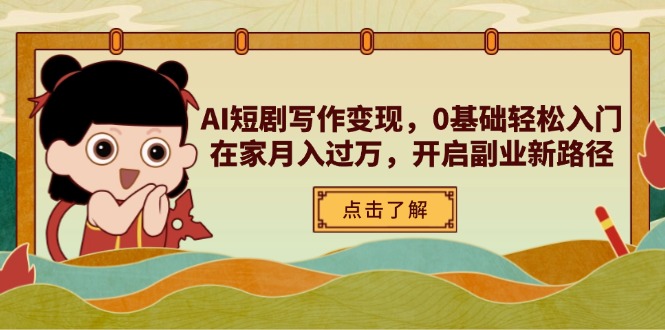 AI短剧写作变现，0基础轻松入门，在家月入过万，开启副业新路径-九源吧