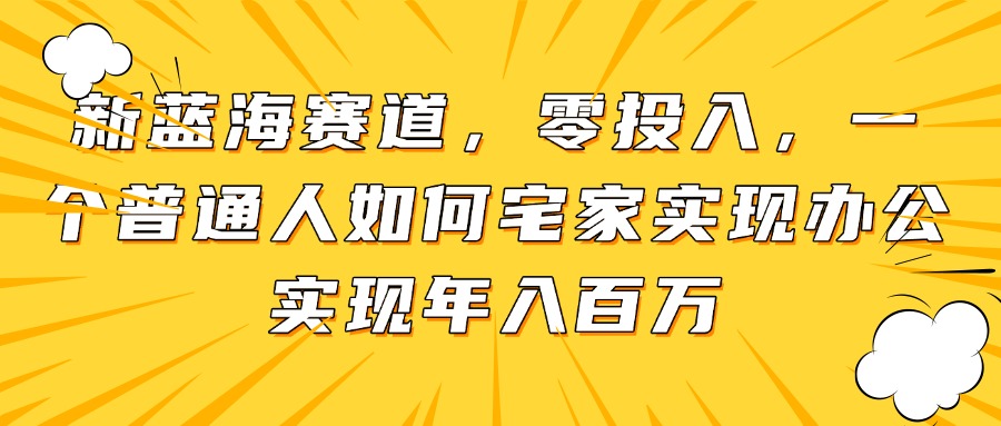 新蓝海赛道，零投入，一个普通人如何宅家办公实现年入百万-九源吧
