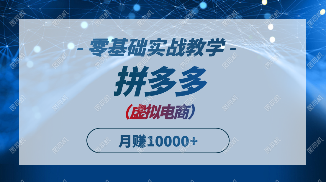 拼多多虚拟电商，零基础实战教学，快速打爆商品，新手也能月入10000+-九源吧网赚