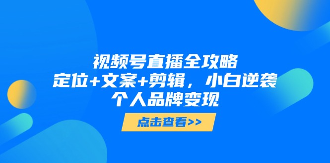 视频号直播全攻略，定位+文案+剪辑，小白逆袭个人品牌变现-九源吧网赚