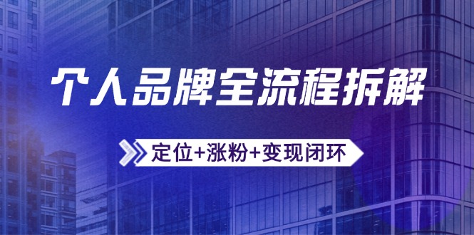 个人品牌全流程拆解：定位+涨粉+变现闭环，微信生态运营与资源整合-九源吧网赚学院