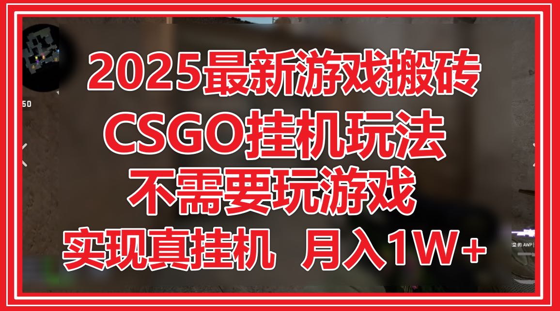 2025最新游戏搬砖，CSGO挂机，不需要玩游戏，实现真挂机，月入1W+-九源吧网赚
