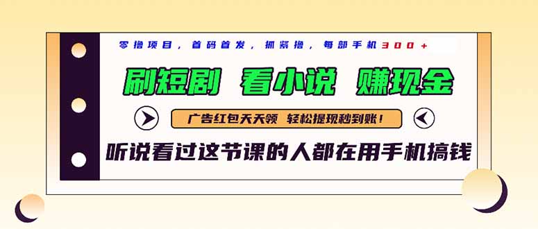 最新短剧平台，刷短剧，看小说，赚现金，一部手机日入300+-九源吧网赚