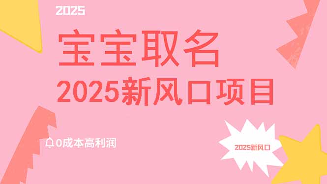 2025新风口项目宝宝取名，0成本高利润，附保姆级教程，月入过万不是梦-九源吧网赚