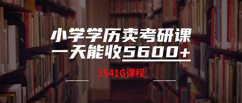 小学学历卖考研课程，一天收5600（附3580G考研合集）-九源吧网赚