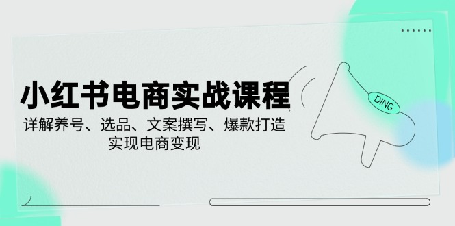 小红书电商实战课程，详解养号、选品、文案撰写、爆款打造，实现电商变现-九源吧网赚