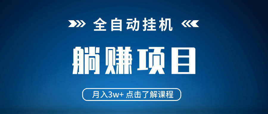 全自动挂机项目 月入3w+ 真正躺平项目 不吃电脑配置 当天见收益-九源吧网赚