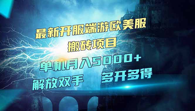 全网热门游戏欧美服端游搬砖，最新开服，项目红利期，单机月入5000+-九源吧网赚
