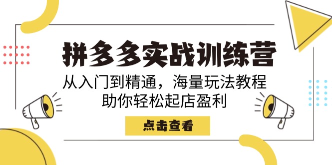 拼多多实战训练营，从入门到精通，海量玩法教程，助你轻松起店盈利-九源吧网赚学院