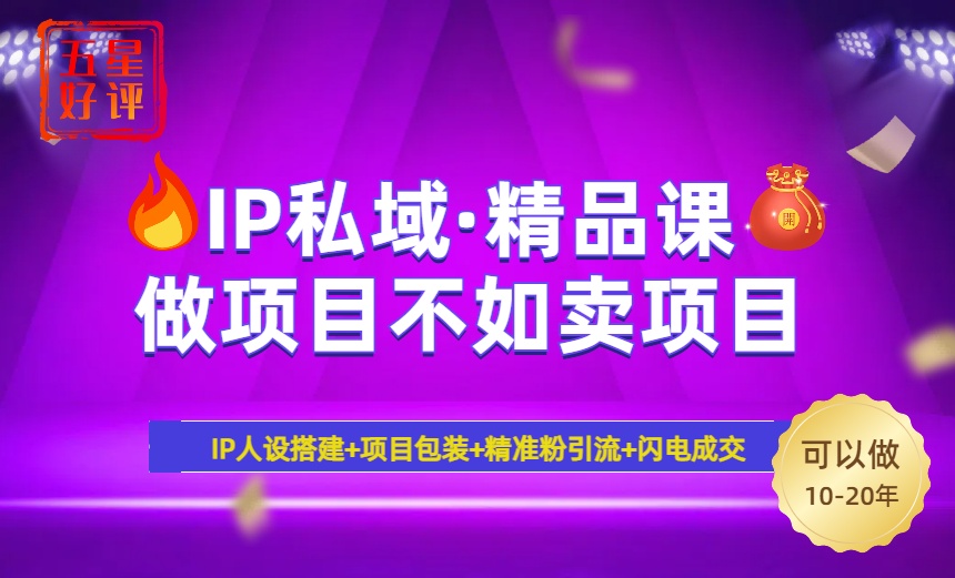 2025年“IP私域·密训精品课”，日赚3000+小白避坑年赚百万，暴力引流…-九源吧网赚