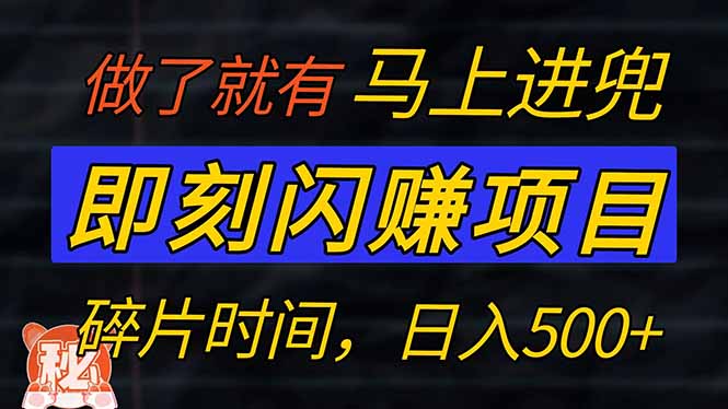 零门槛 即刻闪赚项目！！！仅手机操作，利用碎片时间，轻松日赚500+-九源吧网赚