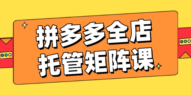 拼多多全店托管矩阵课，盈利动销玩法，高效计划设置，提升店铺效益-九源吧网赚