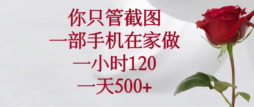 你只管截图，一部手机在家做，一小时120，一天500+-九源吧网赚