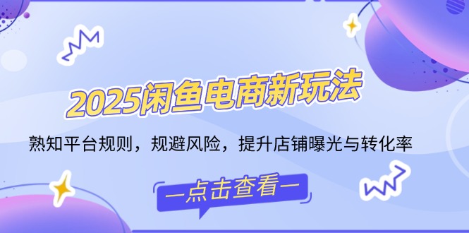 2025闲鱼电商新玩法，熟知平台规则，规避风险，提升店铺曝光与转化率-九源吧网赚
