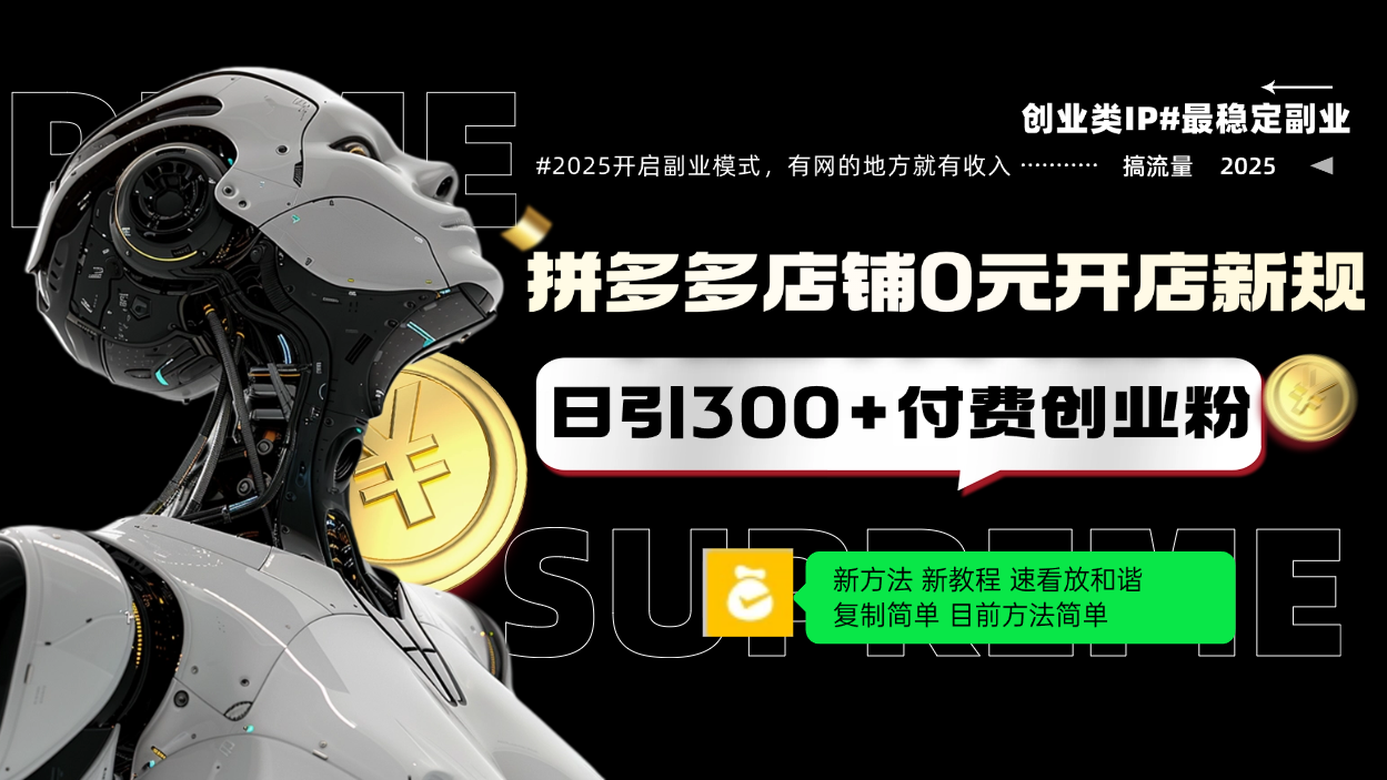 拼多多店铺0元开店新规，日引300+付费创业粉，目前方法简单复制粘贴可矩阵-九源吧网赚