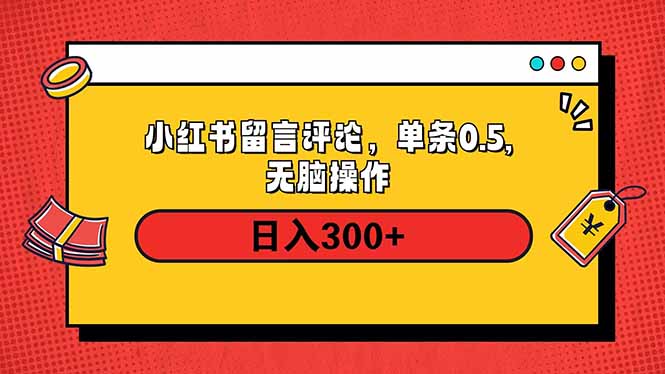 小红书评论单条0.5元，日入300＋，无上限，详细操作流程-九源吧网赚