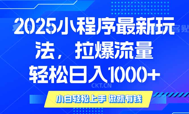 2025年小程序最新玩法，流量直接拉爆，单日稳定变现1000+-九源吧网赚