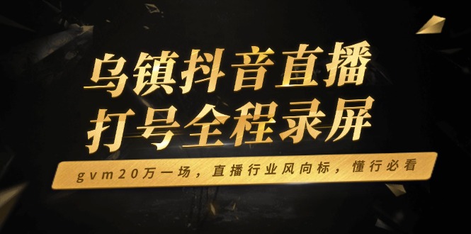 乌镇抖音直播打号全程录屏，gvm20万一场，直播行业风向标，懂行必看-九源吧网赚学院