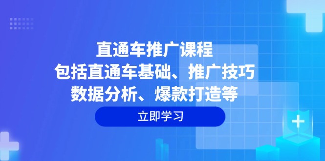 直通车推广课程：包括直通车基础、推广技巧、数据分析、爆款打造等-九源吧网赚学院