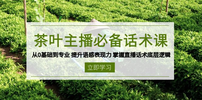 茶叶 主播必备话术课 从0基础到专业 提升语感表现力 掌握直播话术底层逻辑-九源吧网赚