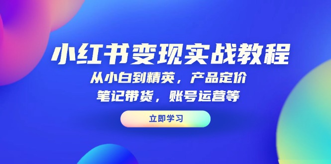 小红书变现实战教程：从小白到精英，产品定价，笔记带货，账号运营等-九源吧网赚
