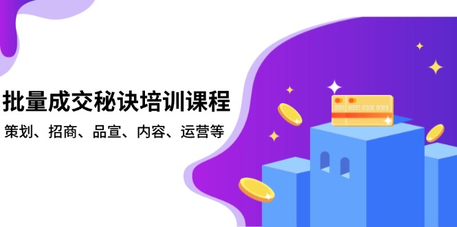 批量成交秘诀培训课程，策划、招商、品宣、内容、运营等-九源吧网赚