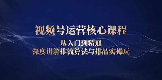 视频号运营核心课程，从入门到精通，深度讲解推流算法与排品实操玩-九源吧网赚
