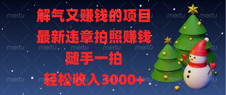 解气又赚钱的项目，最新违章拍照赚钱，随手一拍，轻松收入3000+-九源吧网赚